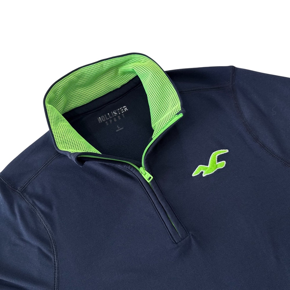 Hollister Sport Mens Quarter Zip Pullover Navy Blue